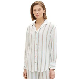 TOM TAILOR Dames 1036704 blouse, 31948-gebroken wit bruin verticale strepen, 40, 31948 - Offwhite Brown Vertical Stripe, 40