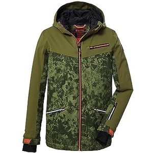 killtec Jongens Ski-jas/functioneel jack met capuchon en sneeuwvanger KSW 124 BYS SKI JCKT, olive 140, 39664-000