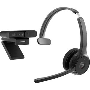 Cisco Bundle 721 draadloze hoofdtelefoon, over-ear Bluetooth-hoofdtelefoon, Webex-knop, inbegrepen bij Desk 1080p camera, 1 jaar beperkte garantie (BUN-721+CAMD-C-WW)