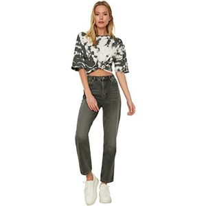 TRENDYOL jeans, grijs, hoge taille, antraciet, 40