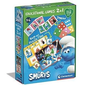 Clementoni - 18285 - Educational Games - 2 in 1 The Smurfs - Educatief Spel 3 Jaar (Italiaans, Engels, Frans, Duits, Spaans, Nederlands en Pools), Made In Italy