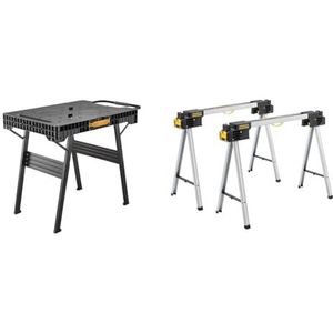 Stanley FMST1 75763 Fatmax Axle Stands Metaal Pack Van 1 & Stanley FatMax inklapbare werkbank (belastbaar tot 455 kg, voor snelle montage) FMST1-75672, 101x 60x 78 CM