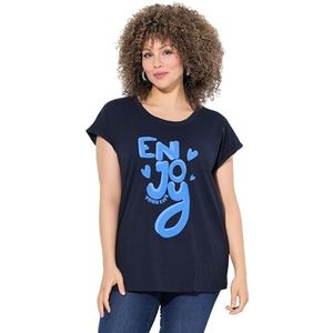 gs1 data protected company 4069787000005 Dames T-shirt, Enjoy print op de voorkant, marineblauw, 42-44