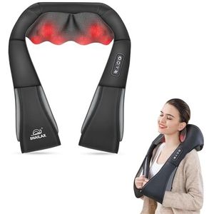 Snailax shiatsu nekmassageapparaat met hitte, 4D-rotatie nek- en schoudermassageapparaat met warmte, cadeaus voor mama, papa, verwarmingskussen voor nek en rug