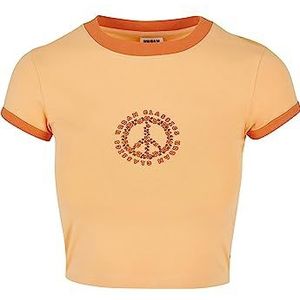 Urban Classics Dames T-Shirt Ladies Stretch Jersey Cropped Tee paleorange/vintage oranje XXL, Paleorange/Vintage Oranje, XXL