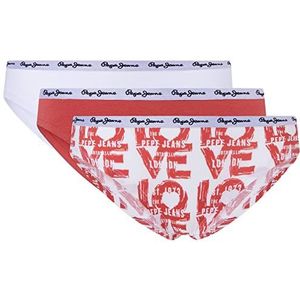 Pepe Jeans Dames bikini stijl ondergoed (Pack van 3), Rood, S