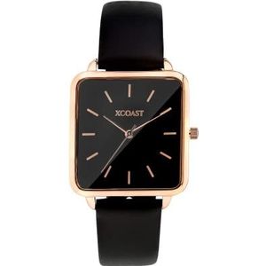 XCOAST Noir Rose Black - dames analoog horloge slank design, kwartshorloge vierkant, klassiek horloge zwart, analoog horloge voor dames