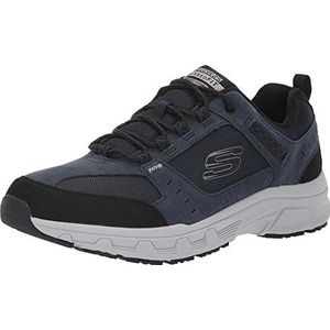 Skechers 51893 Nvbk Sneakers voor heren, Navy Leather Pu Mesh Black Trim, 42 EU