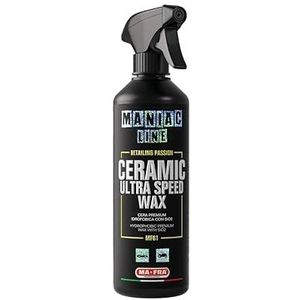 Ma-Fra Maniac Car Detailing Line, formaat 6 x 1 l, Ceramic Ultra Speed Wax, premium wasspray hydrofobe verzegeling met SiO2 keramische polymeren voor carrosserie, creëert zelfreinigende bescherming