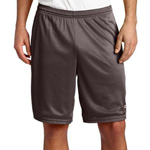 Champion Lange shorts van netstof met zakken, 22,9 cm lange shorts van netstof, 22,9 cm, basketbalshorts van mesh, voor heren, Donkergrijs, L