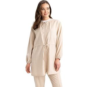 DeFacto Hemdblouse met lange mouwen voor dames, hemd met knopen voor vrijetijdskleding, beige, XXL