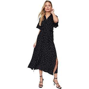 Trendyol Midi-shirt voor dames, normale pasvorm, geweven jurk, Zwart, 40