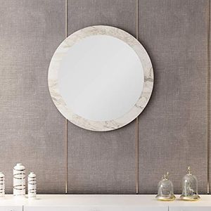Homemania Melamine spaanplaat, spiegel, wit, chroom, 60 x 2 x 60 cm