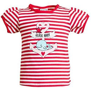 SALT AND PEPPER Baby-meisjes Seaside Stripes Sequin T-shirt, Lollipop red, 56 cm