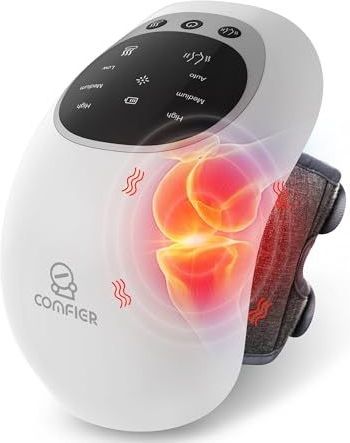 Comfier Kniemassageapparaat, draadloos kniemassageapparaat met 3 instelbare temperaturen, rood licht kniemassageapparaat met lcd-display, warmte- en trillingsmassage ter verlichting van gewrichtspijn