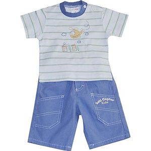 Schnizler Baby - Jongens 2-delig Heli Kids met T-shirt Geringeld en Capribroek kledingset, blauw (original 900), 68 cm