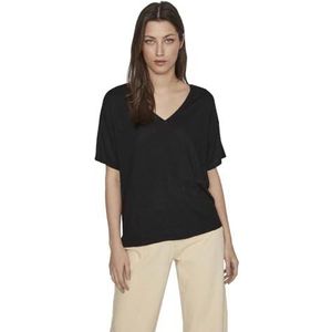 Vila Viabella Rev S/S V-hals Knit Top-Noos T-shirt voor dames, zwart, S