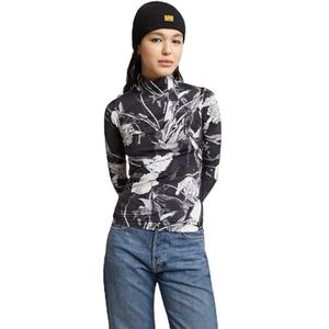 G-Star RAW Bedrukte Mock Slim Lange Mouwen, meerdere kleuren (Dk Black Liquid Layers D25055-d796-h014), XL