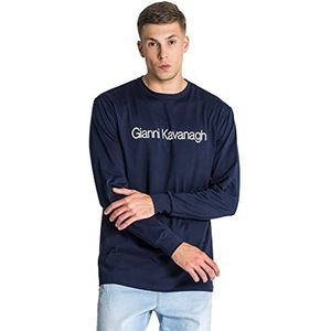Gianni Kavanagh Navy Blue Essential Maxi T-shirt met lange mouwen voor heren, Navy Blauw, L