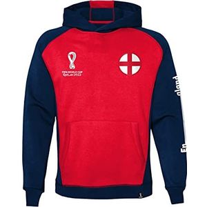 Officiële Fifa World Cup 2022 Overhead Hoodie, Jeugd, Engeland, Klein, Leeftijd 8-10 Rood/Navy