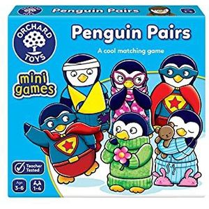 Orchard Toys Penguin Pairs Mini Game, Small and Compact, Travel Game, Holiday Game, Matching Game, Educational Game for Children Age 3-6