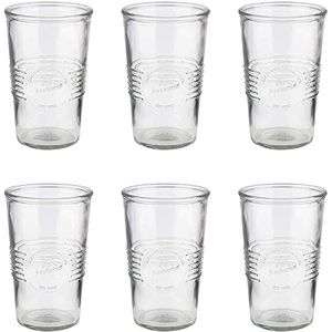APS 10520 drinkglas ""Old Fashioned"", 6 stuks, waterglas, sapglas, limonadeglas, set van 6 retro glazen Ø 7 cm, H: 12,5 cm, 0,3 liter, vintage, vaatwasmachinebestendig, transparant