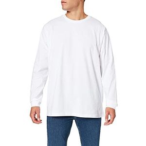 Build Your Brand Heren Organic Longsleeve met Cuffrib T-shirt, wit, M