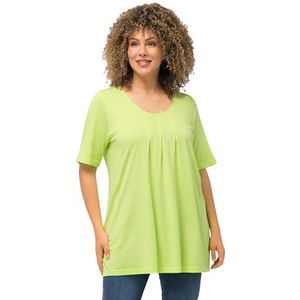 Ulla Popken Dameskleding Plus Size Curvy Essential Front Plooi Tee 796473, Lime Groen, 16-18