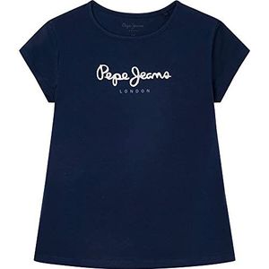 Pepe Jeans Hana Glitter S/S T-shirt voor kinderen, Blauw (Dulwich), 12 Jaren