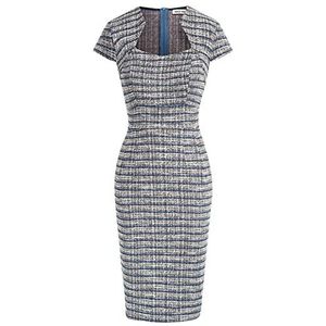 GRACE KARIN Prachtige potloodjurk voor dames, kapmouw, tweed potloodjurk voor werk, M