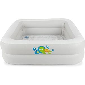 Bieco Kinderbadje voor baby's, ca. 86 x 86 x 25 cm, opblaasbare badkuip voor binnen en buiten, rechthoekig, klein kinderbadje voor kinderen, opblaasbaar zwembad vierkant, babybadje