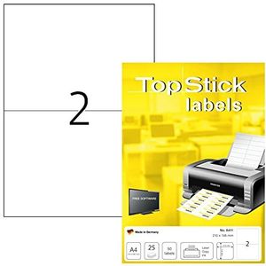 TopStick 8411 universele etiketten A4 groot, set van 32 (210 x 148 mm, 800 velle, papier, mat) zelfklevend, bedrukbaar, permanente klevende adreslabels, 1.600 etiketten voor printer, wit