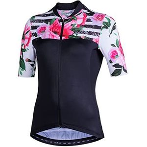 Nalini 02826001100C000.10 AIS Modern 2.0 T-shirt voor dames, zwart/roze bloemen, L, zwart/roze bloemen, L