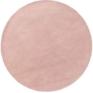 benuta NATURALS Wollen tapijt Bent Plain roze ø 150 cm rond - natuurvezeltapijt van wol