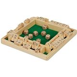 Relaxdays Shut The Box 10-delige reisspel voor 2 tot 4 spelers, speelbord met 8 dobbelstenen, klapspel, hout, natuur/groen
