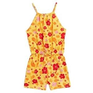 Koton Meisjesjurk met bloemenhouder, hals, shorts, jumpsuit, Geel design (1d5), 5-6 Jaren