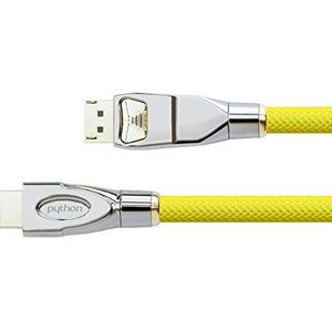 PYTHON Series PREMIUM DisplayPort 1.2 naar HDMI 2.0 aansluitkabel - 4K2K / UHD - adapterkabel - 3-weg afscherming, volledig metalen stekker, verguld - koperen geleider - 3D - nylon vlechtwerk - geel,