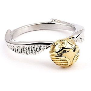 Harry Potter Ring Golden Snitch M zilverkleurig/goudkleurig, van metaal, in geschenkverpakking.