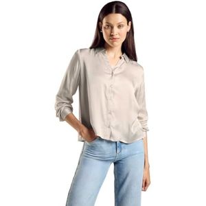 STREET ONE Satijnen hemdblouse, Smooth Sand Beige, 46