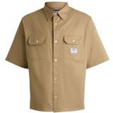 Overhemden - Medium Beige - Katoen - 2 Opgestikte Zakken - Knoopsluiting