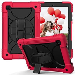 Hoes voor Galaxy 2020 Tab A7 10,4 inch (SM-T500/T503/T505/T507), stootvaste beschermhoes met penhouder, 360° draaibare standaard, rood + zwart