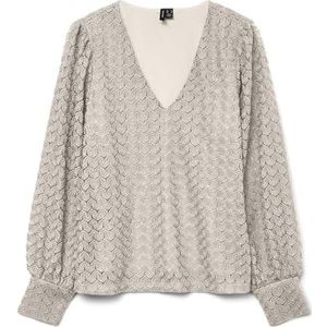 Vero Moda - Vmbecca - Damestop - Pumice Stone - V-hals - Lange Mouwen