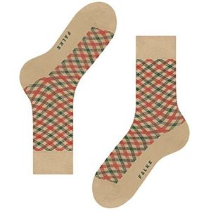 FALKE Smart Check sokken voor heren, katoen, grijs, blauw, vele andere kleuren, versterkte herensokken met patroon, ademend, geruit, kleurrijk, 1 paar, Beige (Paper Bag 4065), 42 EU