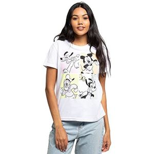 Disney Dames Mickey & Friends 90s Graphic T-Shirt, Wit, X-Large