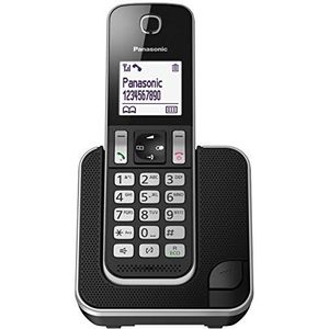 Panasonic KX-TGD320JTB DECT draadloze telefoon met telefoonsecrariaat, monochroom LCD-scherm, scherm en toetsen met achtergrondverlichting, polyfonische beltoon, ongewenste oproepblokkering, zwart