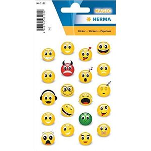 HERMA 3162 Steenstickers voor kinderen, emoji's (20 stickers, folie, mat) zelfklevend, permanent hechtende motief-etiketten voor meisjes en jongens, kleurrijk