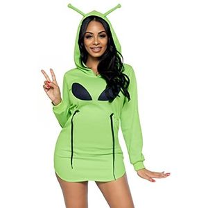 Leg Avenue Carnaval Kostuum Alien fleece hoodie dress, L (Groen)