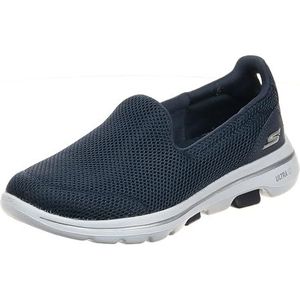 Skechers GO Walk 5 Slip On Sneakers voor dames, Navy Textiel Wit, 4 UK Wide