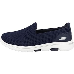 Skechers GO Walk 5 Slip On Sneakers voor dames, Navy Textiel Wit, 4 UK Wide