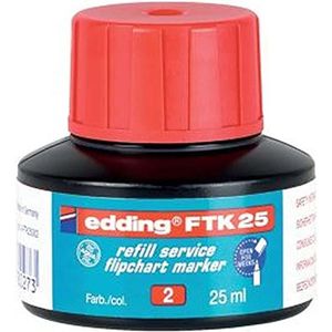 edding FTK 25 navulinkt - rood - 25 ml - met capillairsysteem ideaal voor het schoon en ongecompliceerd bijvullen van bijna alle edding flipchart markers